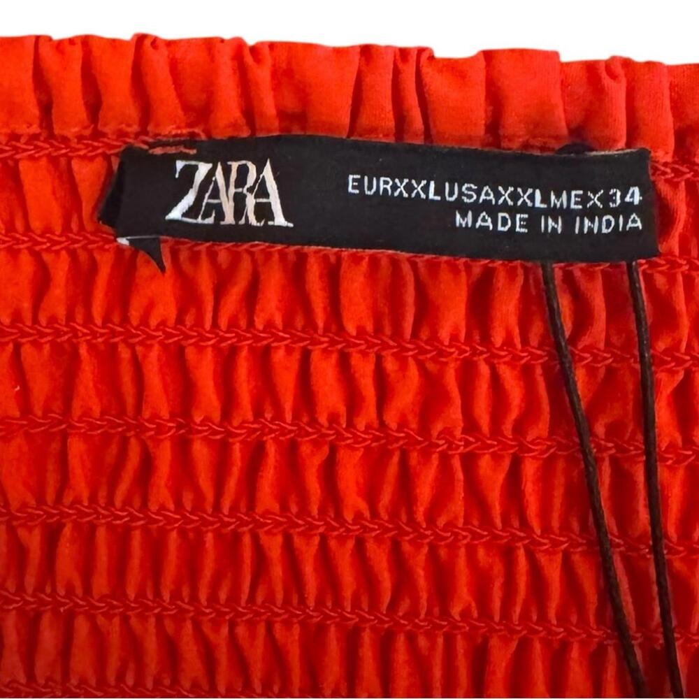 NWT ZARA Orange Smocked Tiered Midi Dress Summer Holiday Gift Ready Sz XXL - Picture 5 of 6